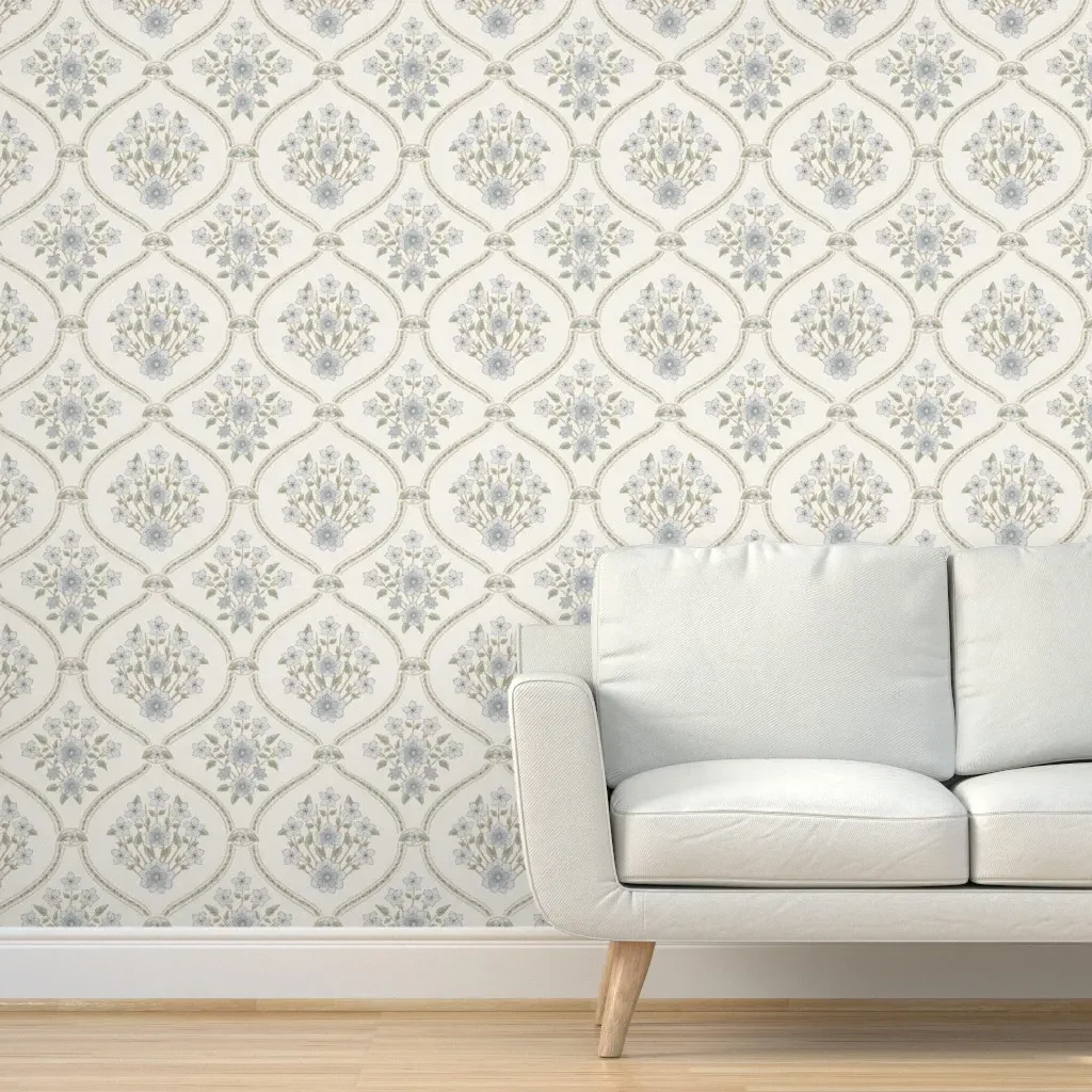 Romantic Vines Lace Peel and Stick Wallpaper - Light Blue product