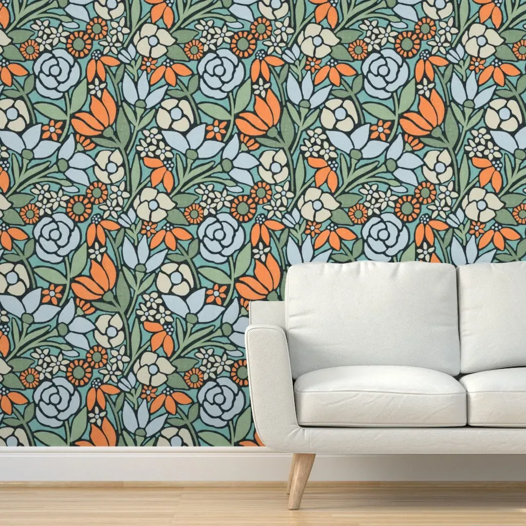 Romilly Peel and Stick Wallpaper - Orange, Blue product