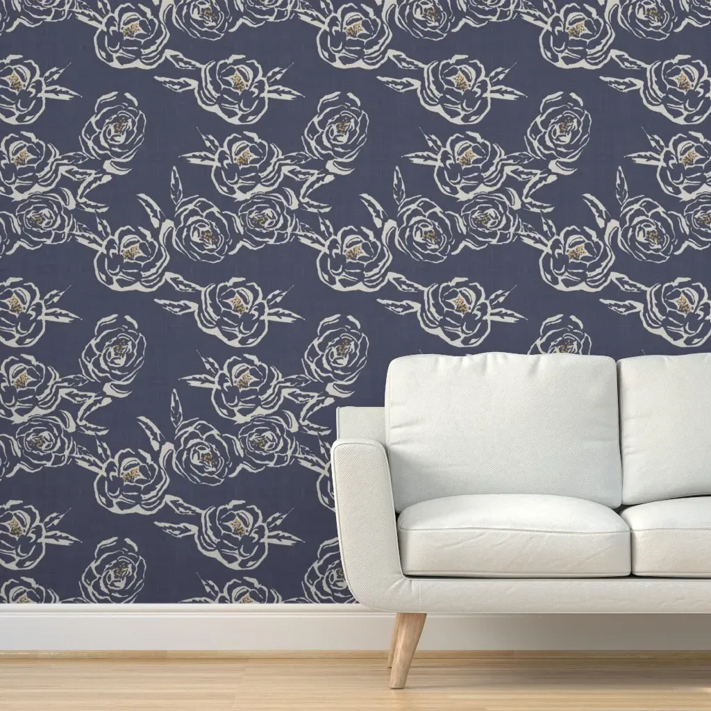 Rosa Denim Peel and Stick Wallpaper - Indigo product