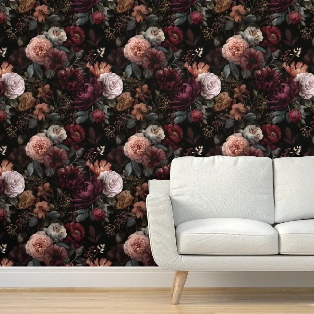 Rosca Floral Peel and Stick Wallpaper - Burgundy product