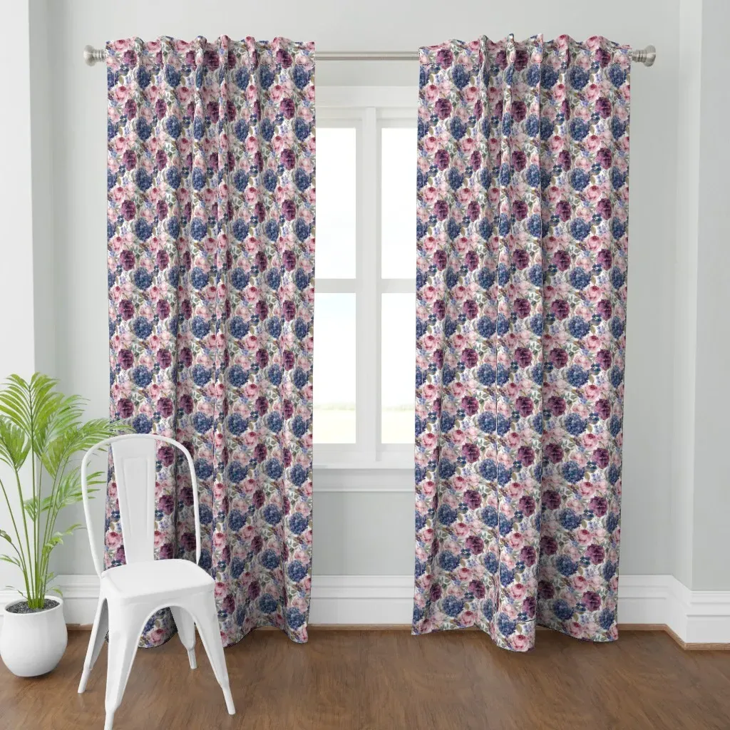 Rose And Hydrangea Curtain Panel - Dusty Rose product