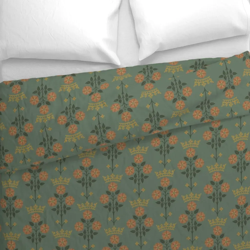 Rose & Crown Duvet Cover - Muted Green alternate view