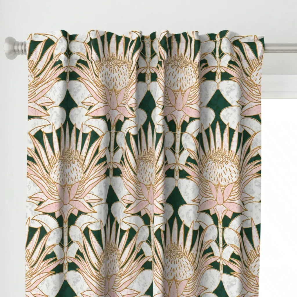 Rose King Protea Art Deco Curtain Panel - Pink alternate view