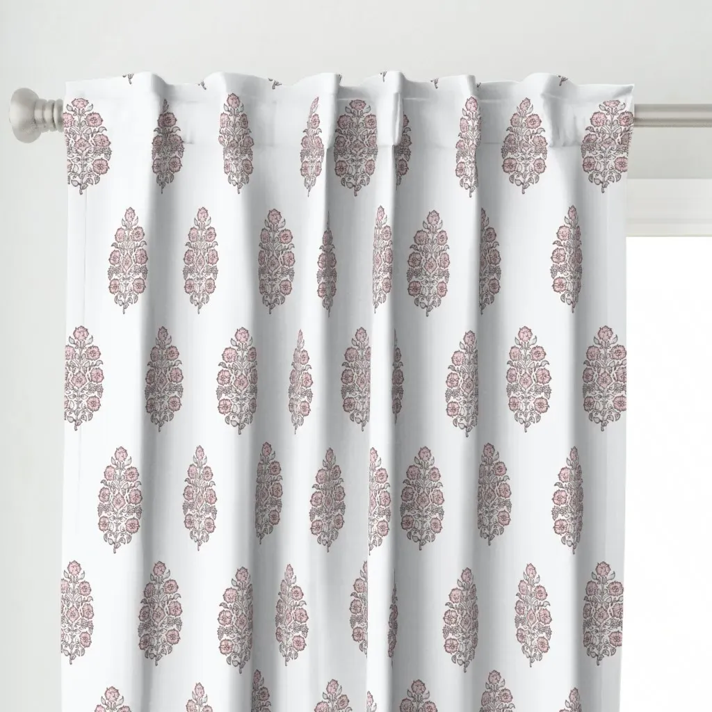 Rose Mughal Flower Blush Curtain Panel - Pink alternate view