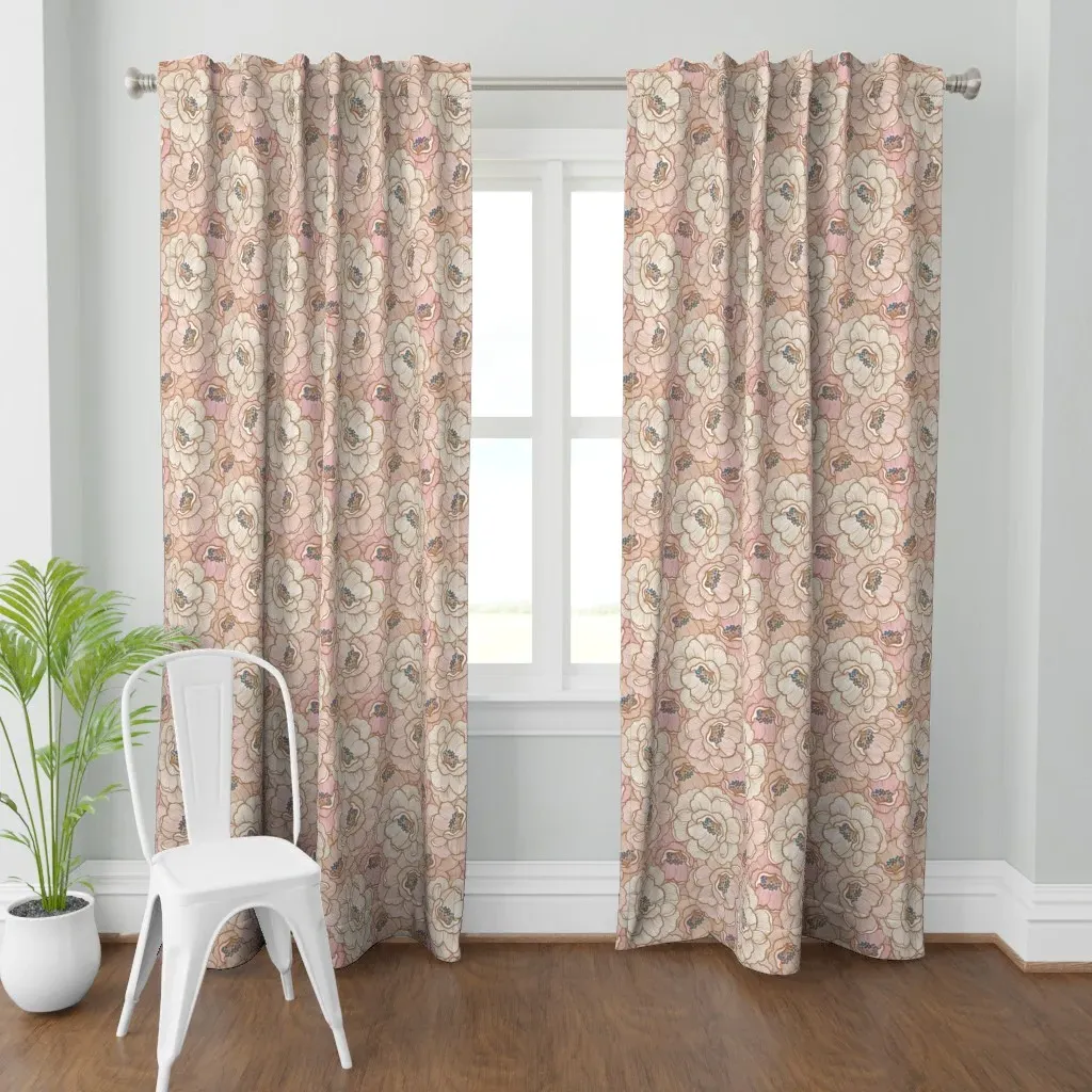 Rose Of Victoria XLarge Curtain Panel - Blush Pink product