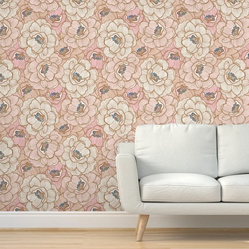 Rose Of Victoria XLarge Peel and Stick Wallpaper - Pink, Beige product