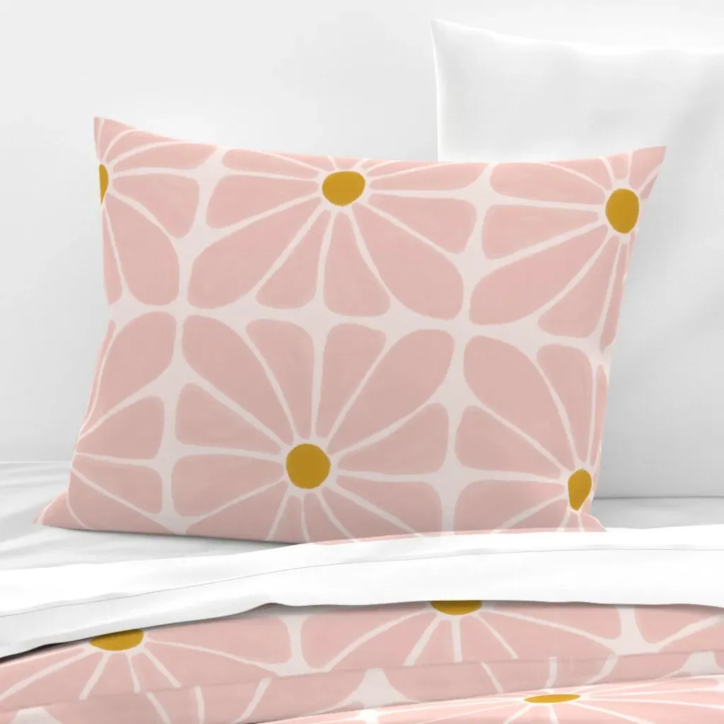 Rose Retro Floral Standard Knife Edge Cushion - Pink, Cotton Sateen product