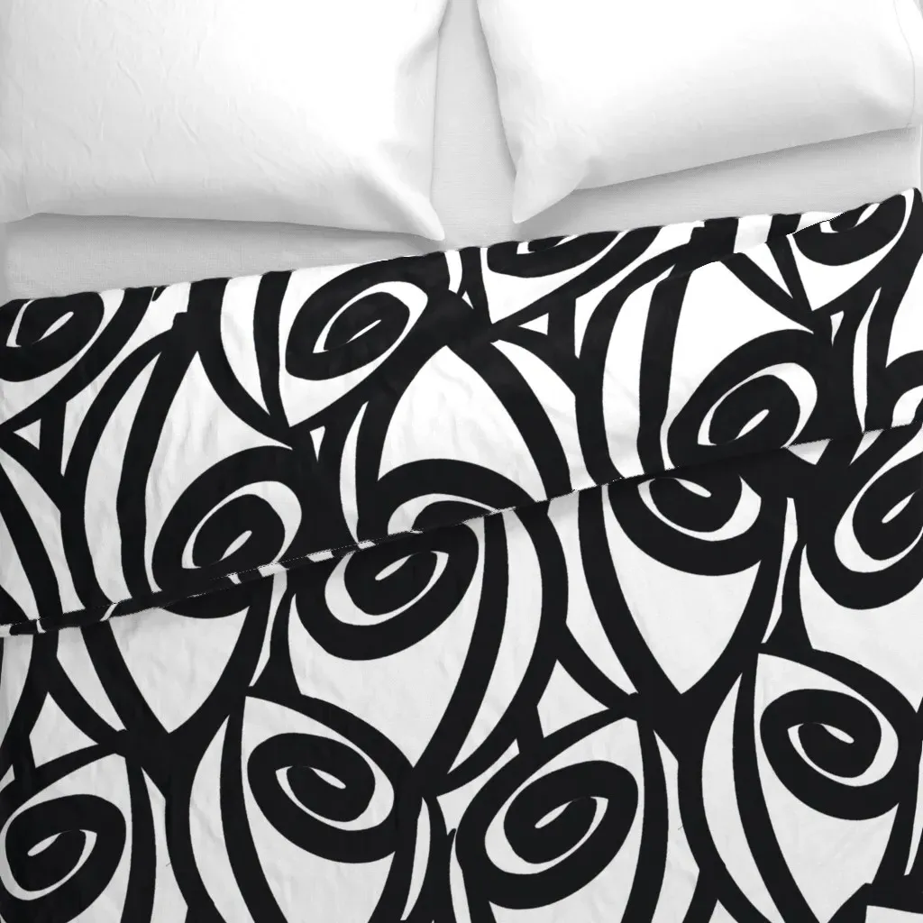 Rosebud Roses Duvet Cover - Black and White alternate view