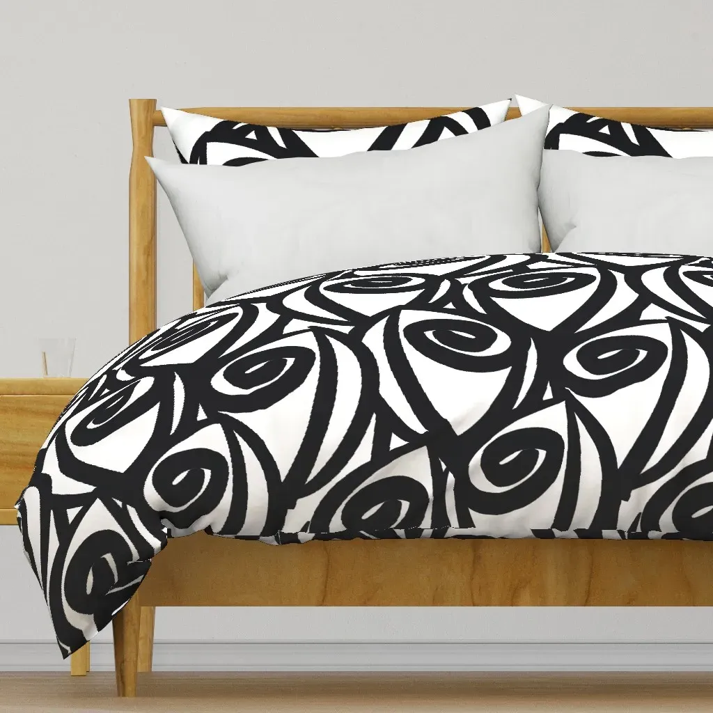 Rosebud Roses Duvet Cover - Black and White product