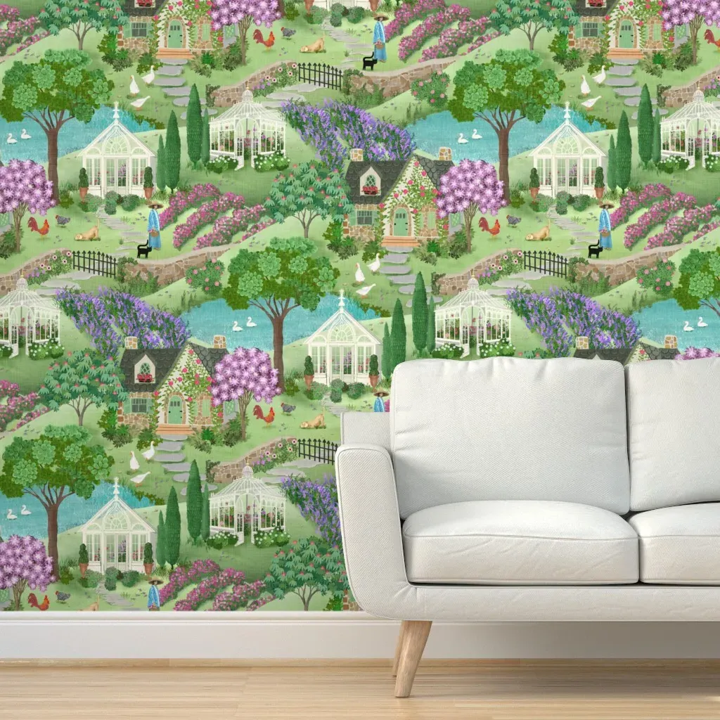 Rosegate Cottage Garden Peel and Stick Wallpaper - Green product