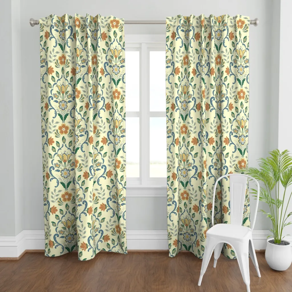 Rosemaling Curtain Panel - Yellow product