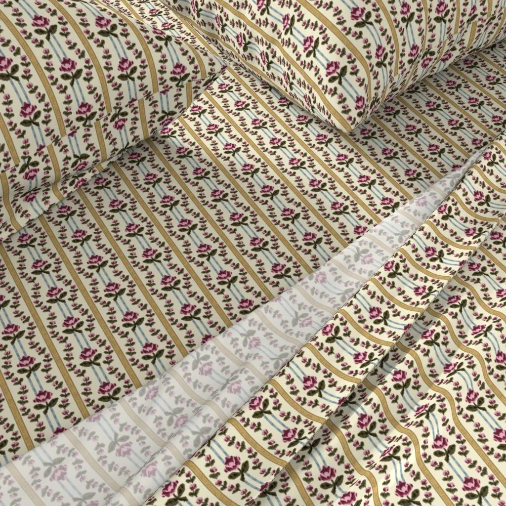 Roses And Stripes C. 1775 King Size Sheet Set - Pink alternate view