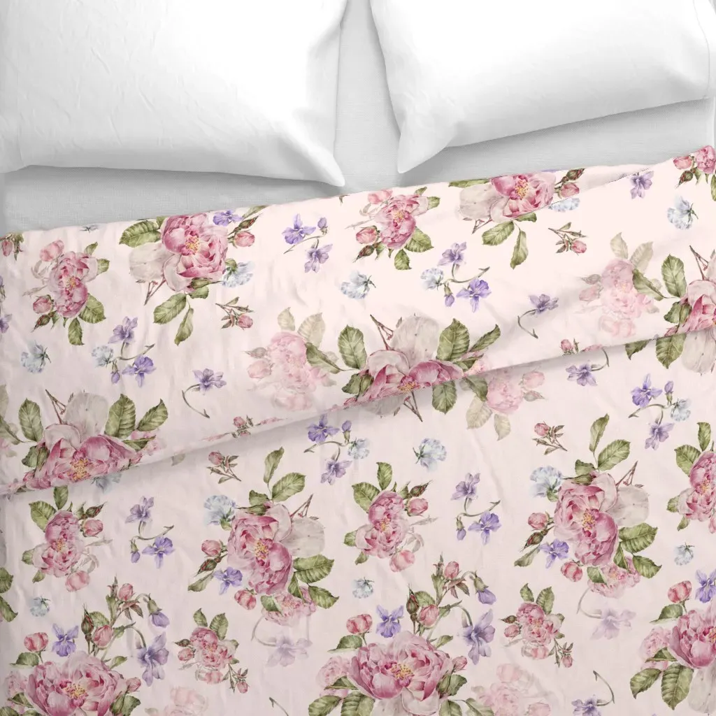 Roses And Sweet Violets Duvet Cover - Pink alternate view