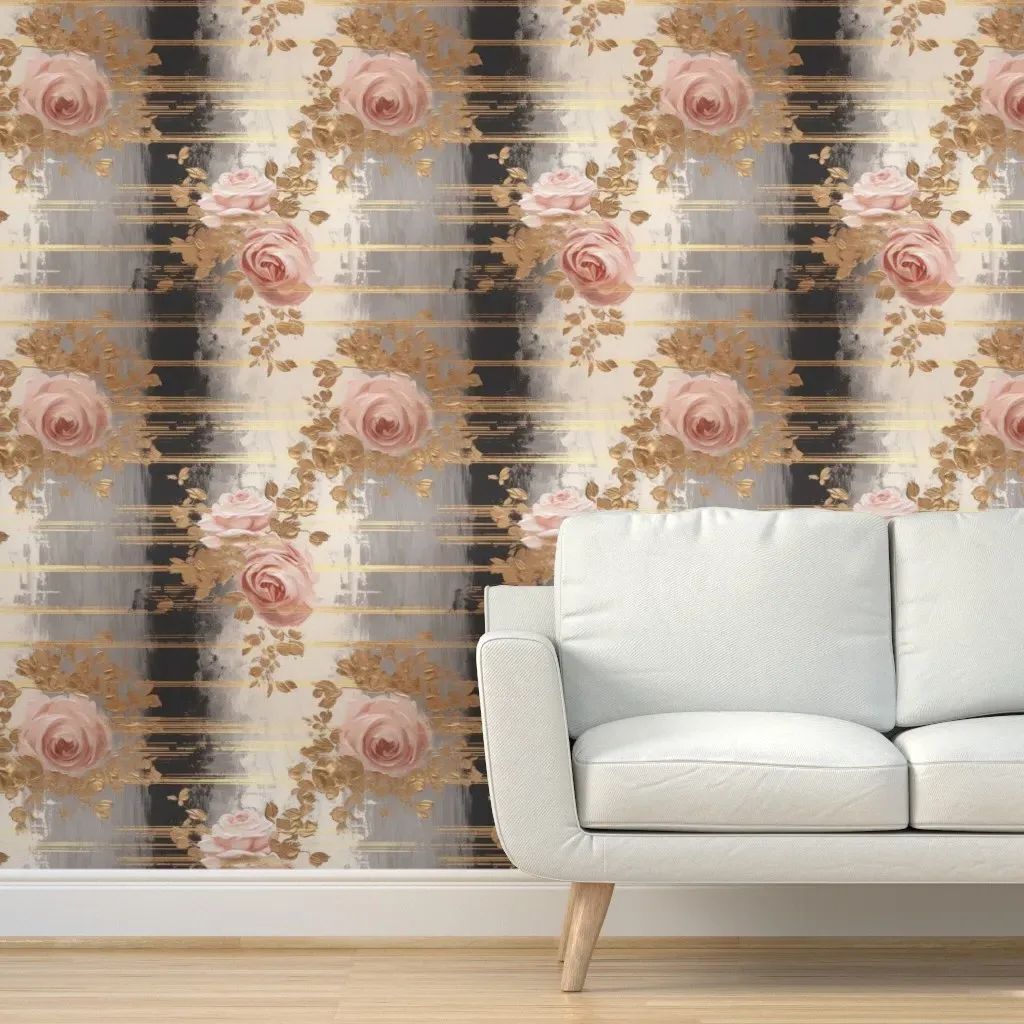 Roses Painted Watercolor Peel and Stick Wallpaper product