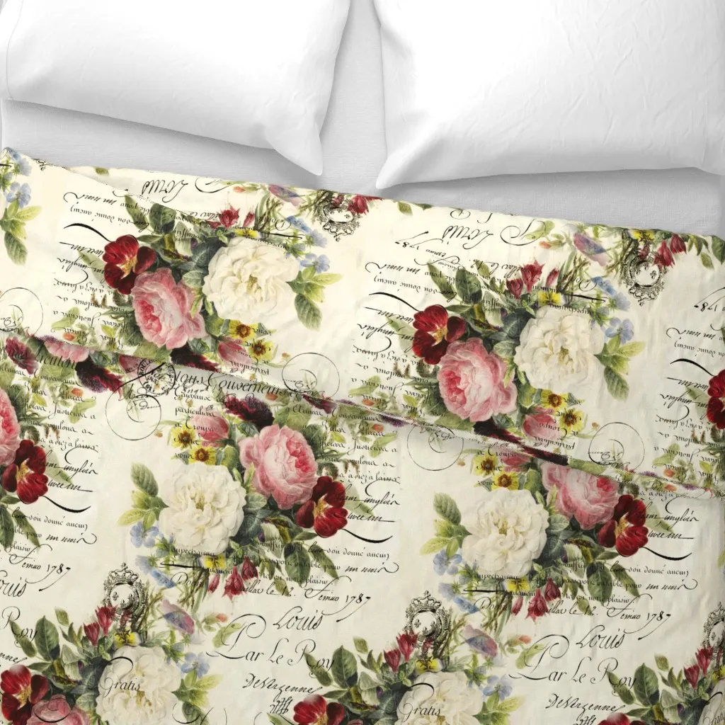 Rosey Document Duvet Cover - Pink alternate view