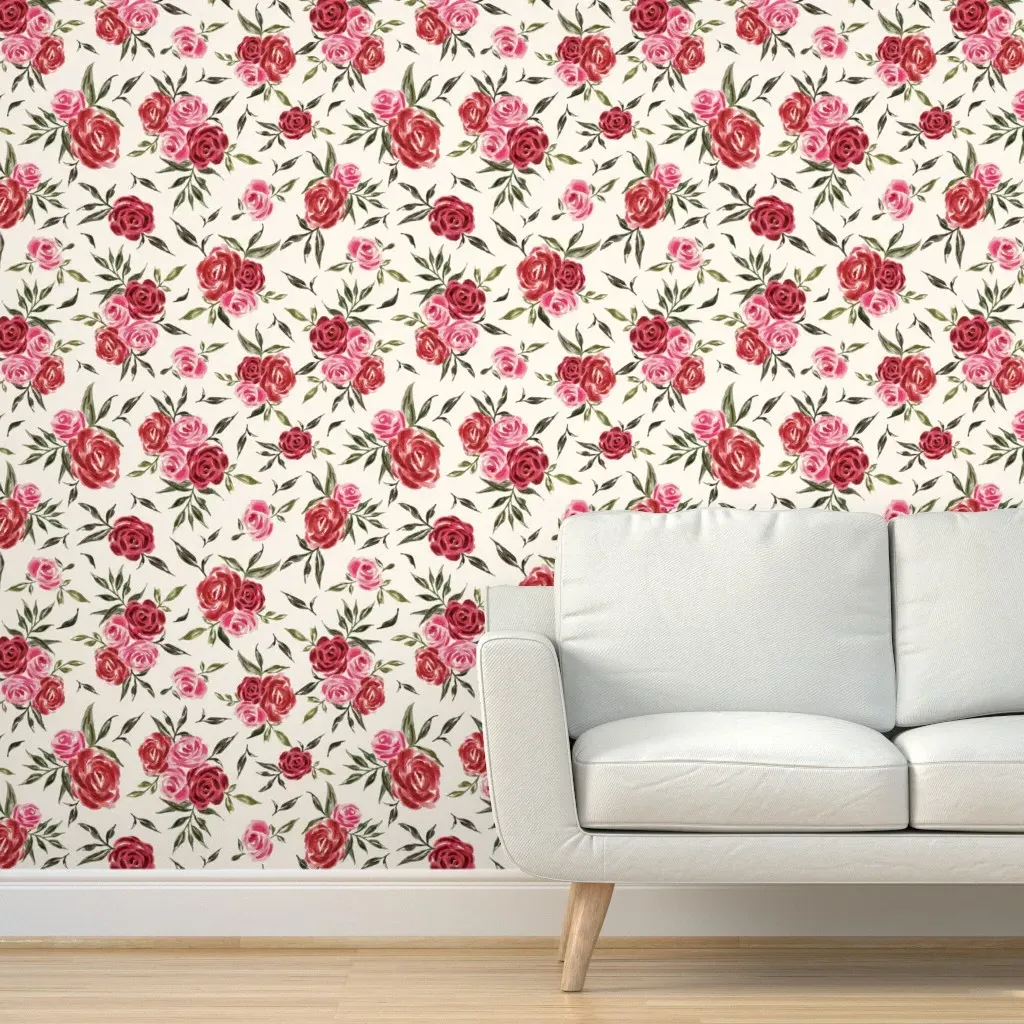 Rosie Florals I Peel and Stick Wallpaper - White product