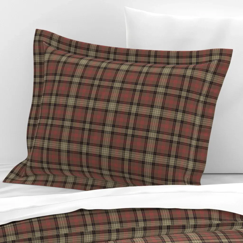 Ross Hunting Weathered Tartan Standard Flanged Cushion - Brown, Cotton product