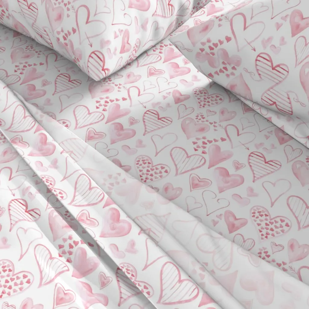 Rosy Pink Hearts King Size Sheet Set - Pink alternate view