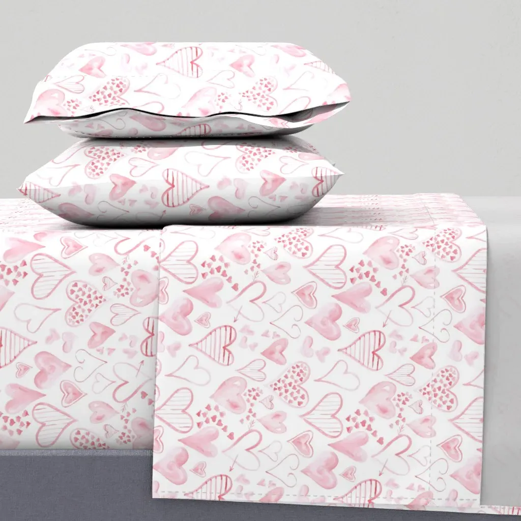Rosy Pink Hearts King Size Sheet Set - Pink product