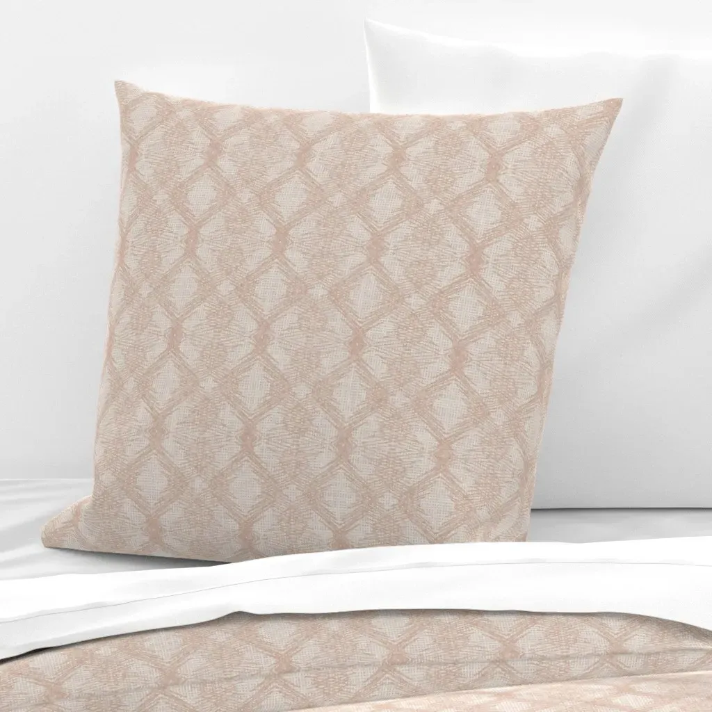 Rough Woven Diamonds Boho Geometric Euro Pillow Sham - Peach product