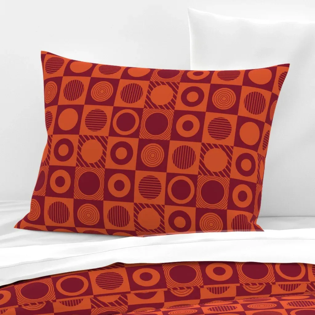 Round And Round Standard Knife Edge Pillow - Burnt Orange, Cotton Sateen product