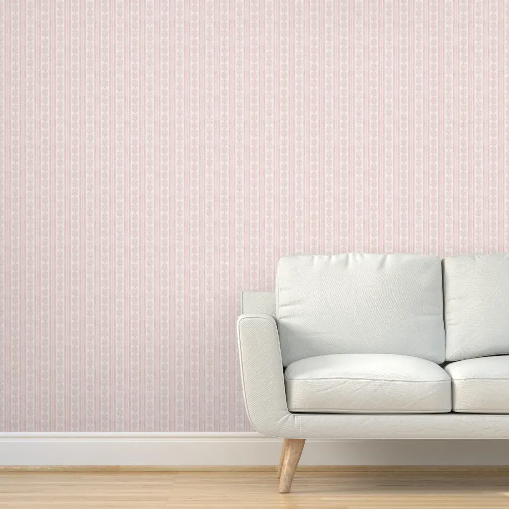 Rowan Stripe Peel and Stick Wallpaper - Blush Pink product