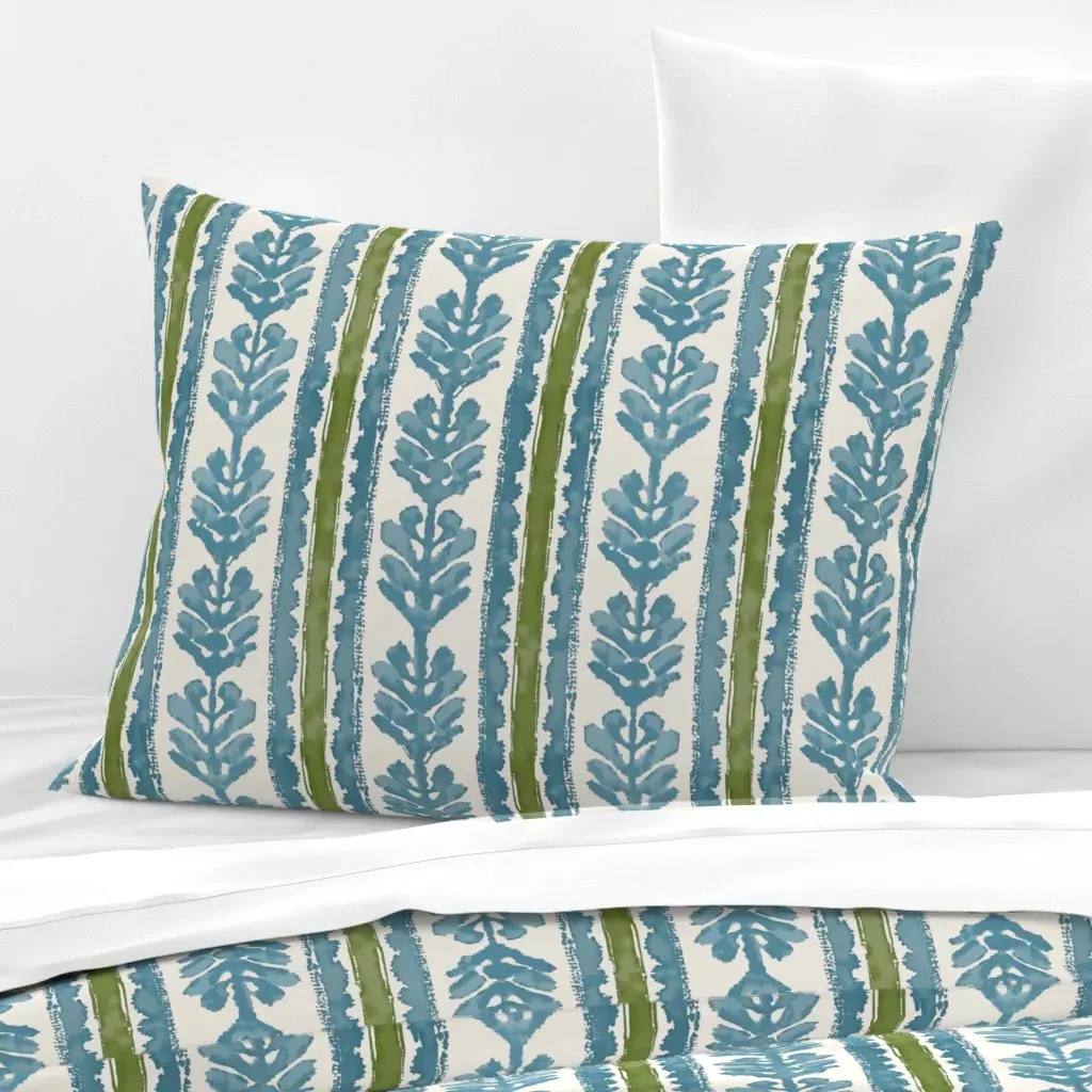 Rowan Stripe Standard Knife Edge Pillow - Teal, Cotton Sateen product