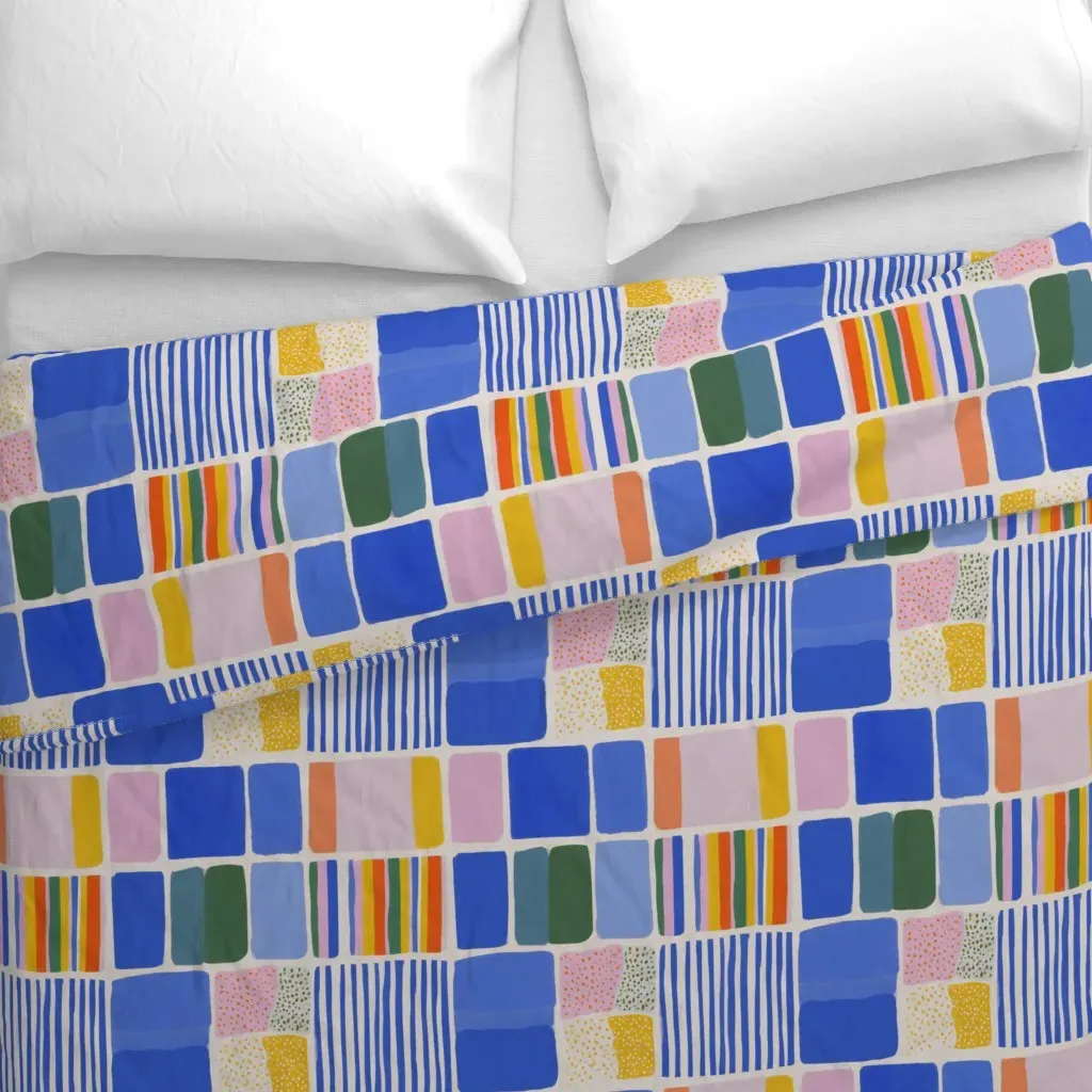Royal Blue Nature Geometry Duvet Cover - Blue alternate view
