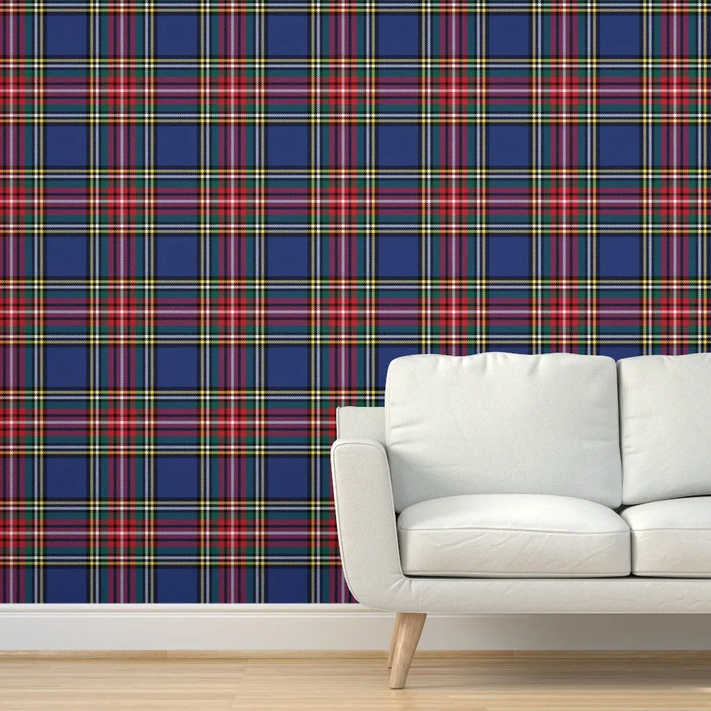 Royal Stewart Navy Tartan Peel and Stick Wallpaper - Red product