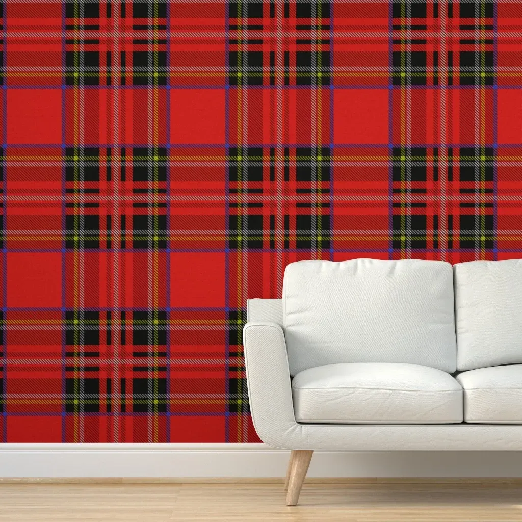 Royal Stewart Tartan Peel and Stick Wallpaper Removable - Red, Green, Gray product