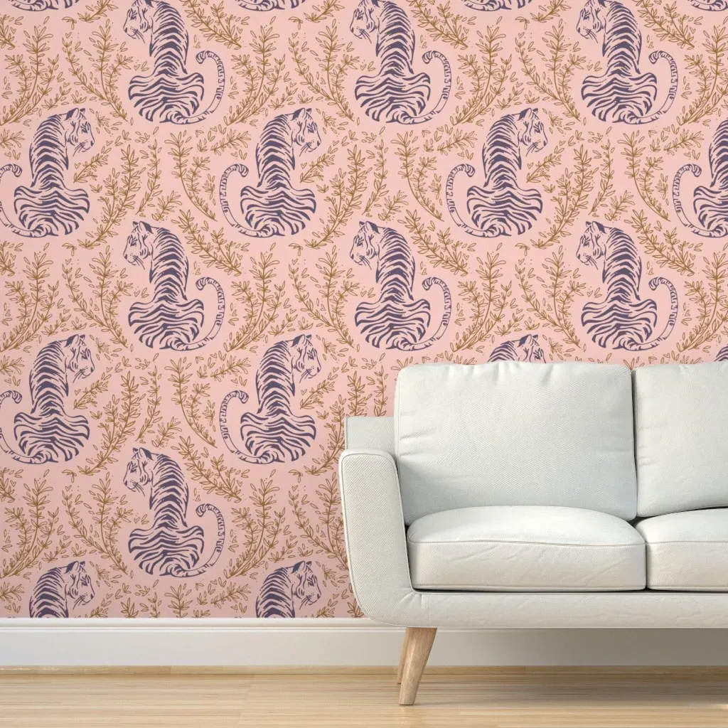 Royal Tiger Peel and Stick Wallpaper - Dusty Rose product