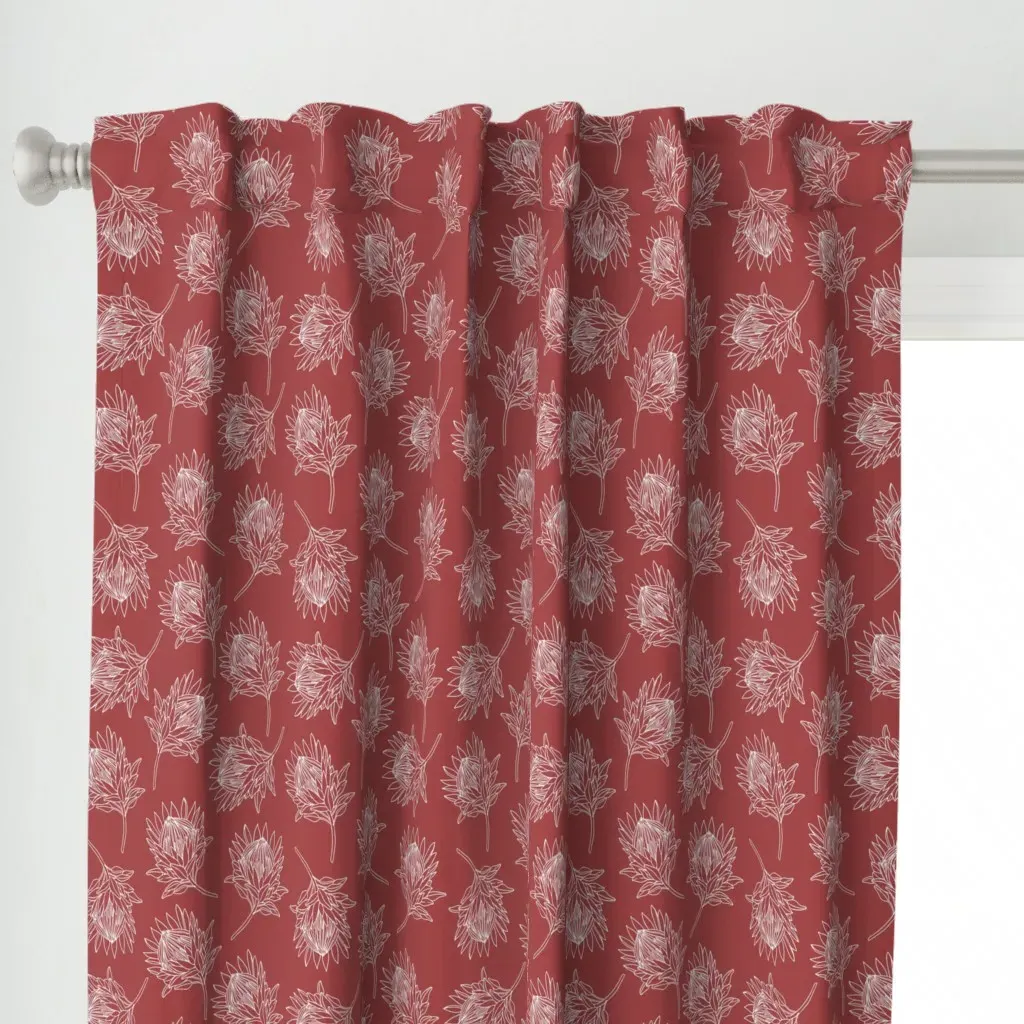Ruby Protea Curtain Panel - White alternate view
