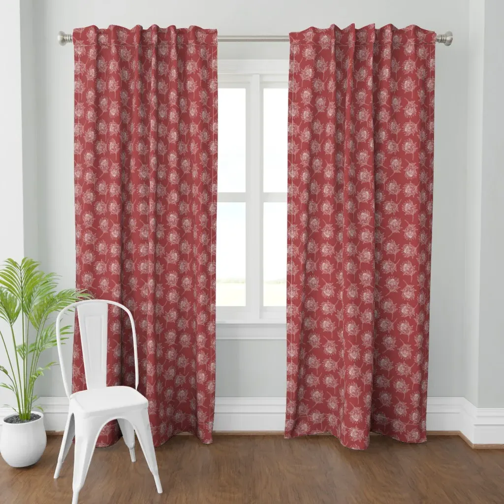 Ruby Protea Curtain Panel - White product