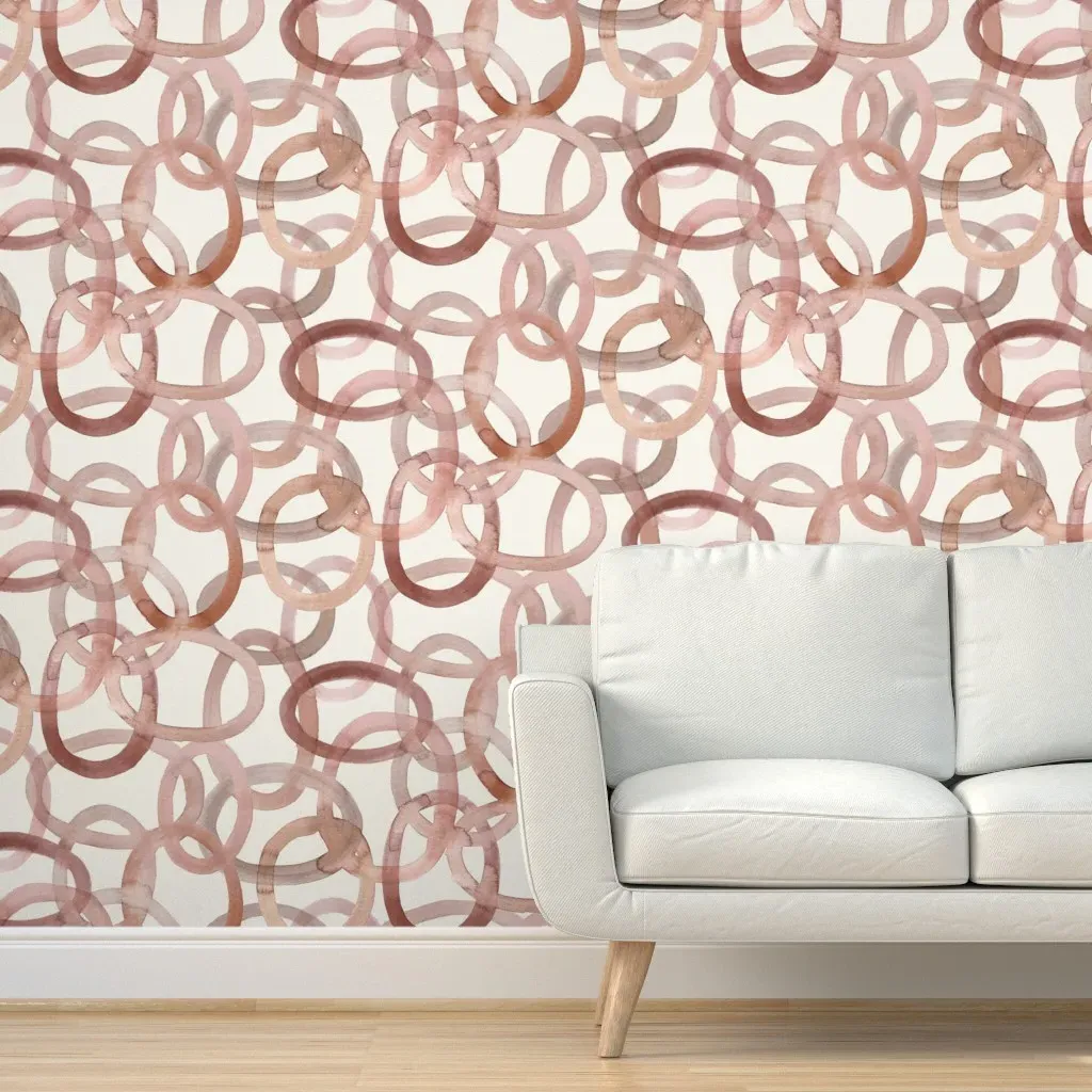 Rust Circles Peel and Stick Wallpaper - Dusty Rose product