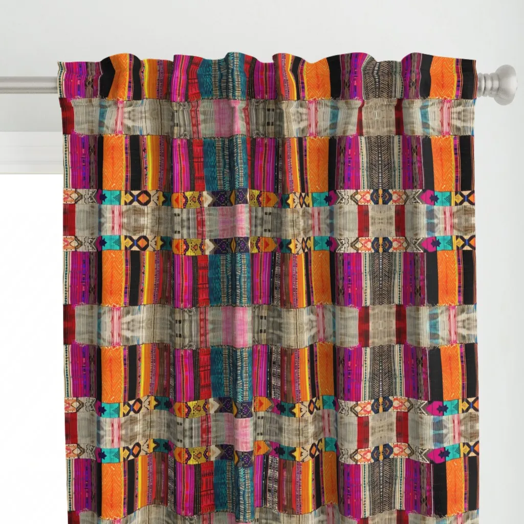 Rustic Antique Ethnic Curtain Panel - Pink alternate view