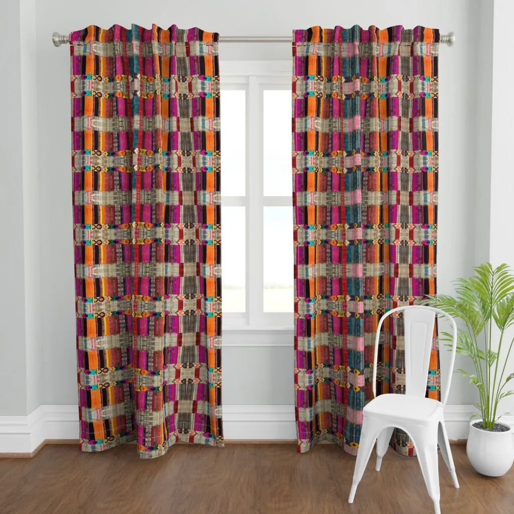 Rustic Antique Ethnic Curtain Panel - Pink product