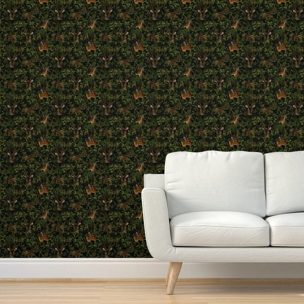 Rustic Autumn Oak Leaves & Deer Peel and Stick Wallpaper - Dark Brown product