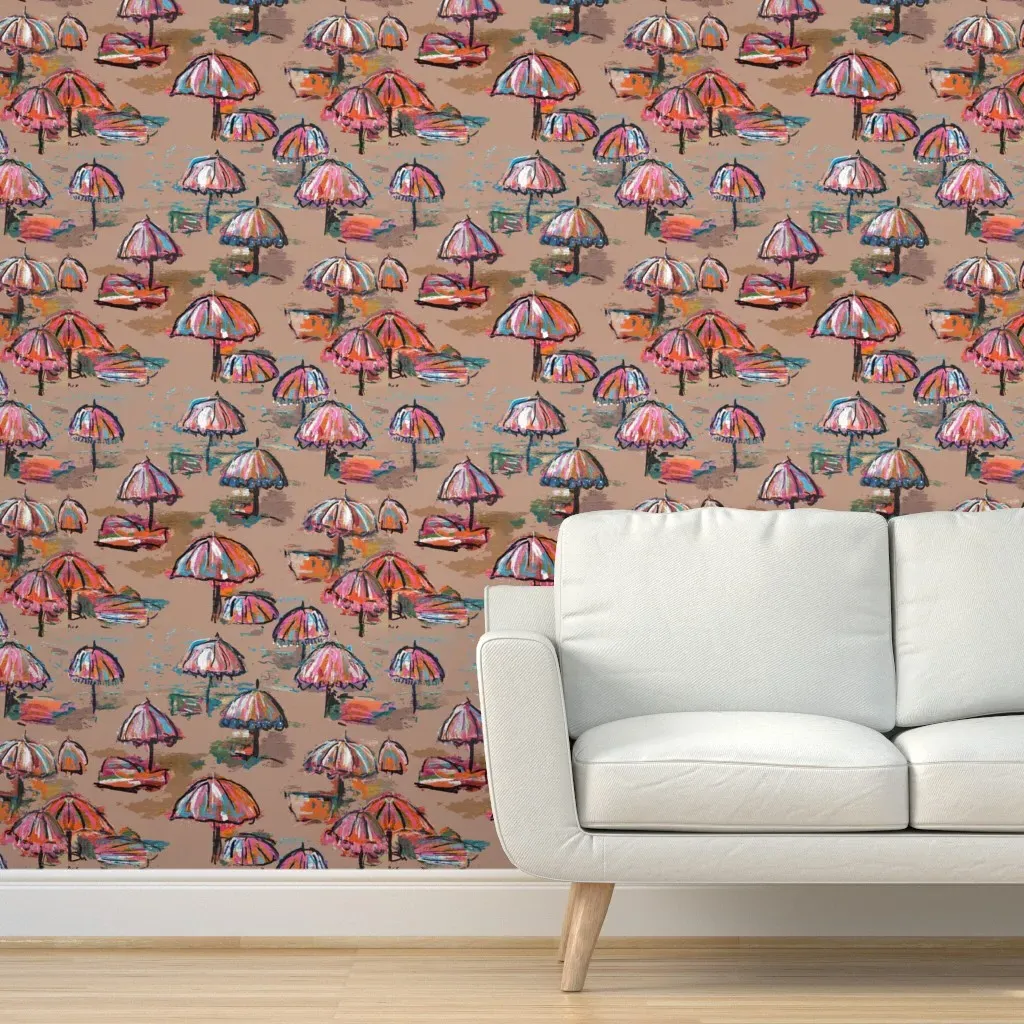 Rustic Beach Large Scale Peel and Stick Wallpaper - Pink product