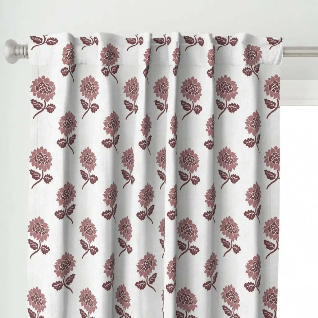Rustic Bohemian Block Curtain Panel - Rose alternate view