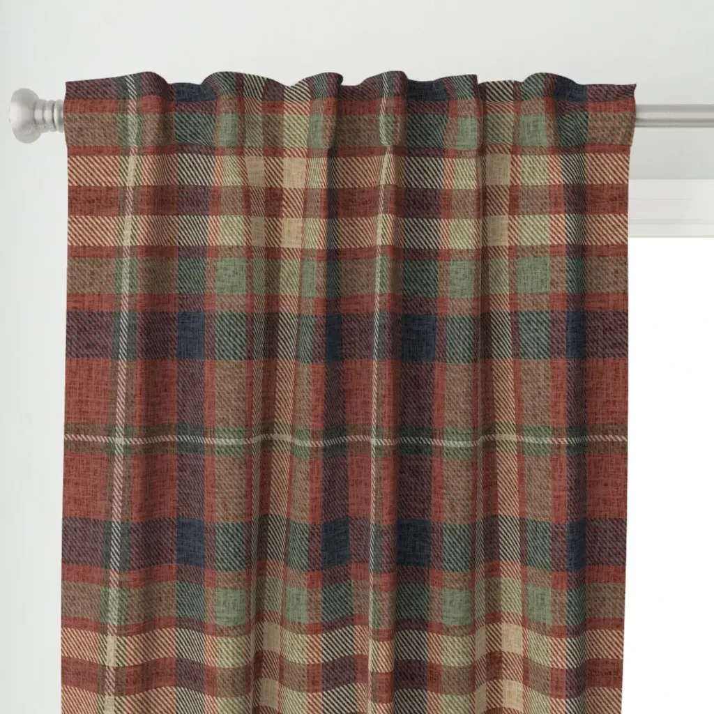 Rustic Burnt Red Autumn Curtain Panel - Red alternate view