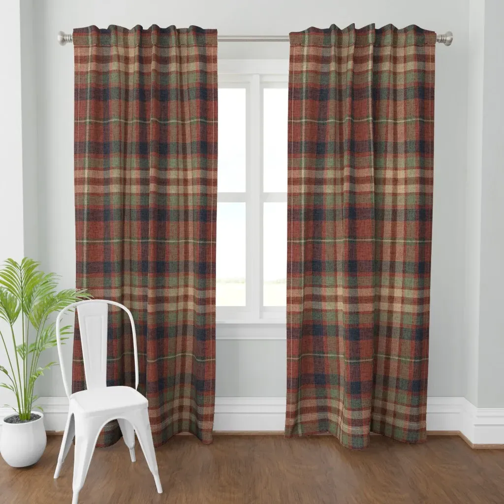 Rustic Burnt Red Autumn Curtain Panel - Red product