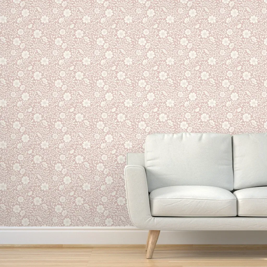 Rustic Cabincore Textured Floral Peel and Stick Wallpaper - White product