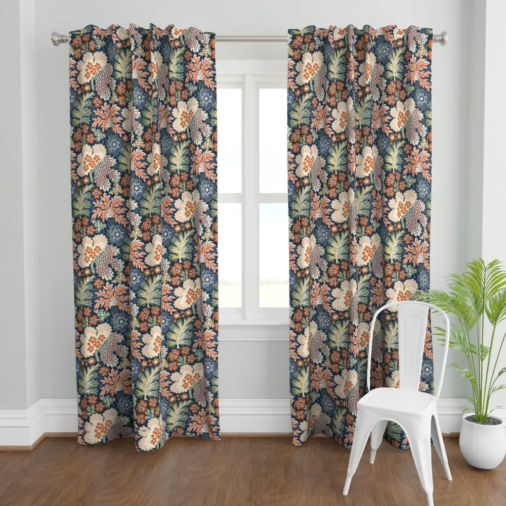 Rustic Country Flowers Curtain Panel - Dark Teal product