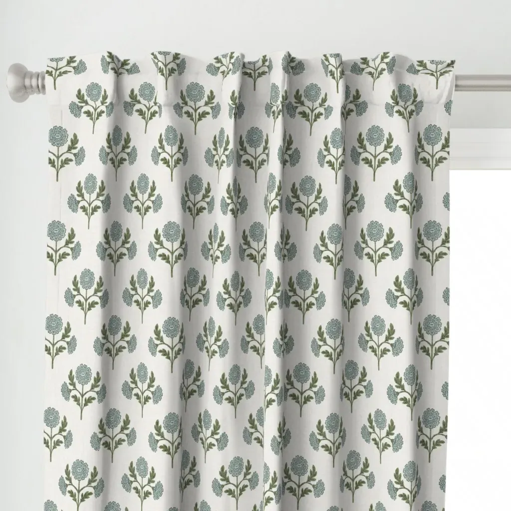 Rustic Farmhouse Curtain Panel - Blue-Green alternate view