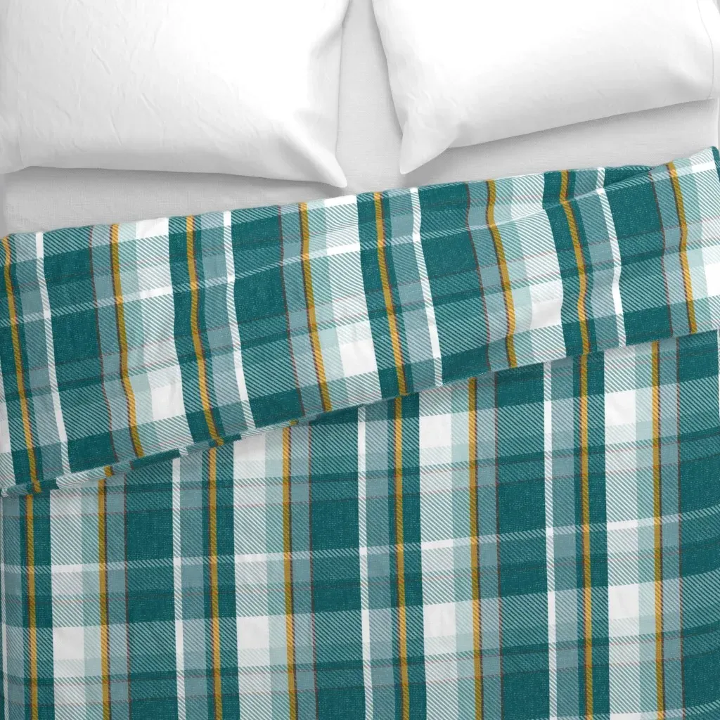 Rustic Farmhouse Plaid Duvet Cover - Teal alternate view