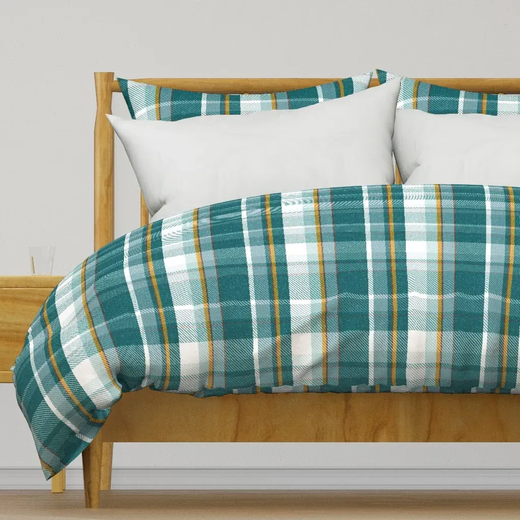 Rustic Farmhouse Plaid Duvet Cover - Teal product