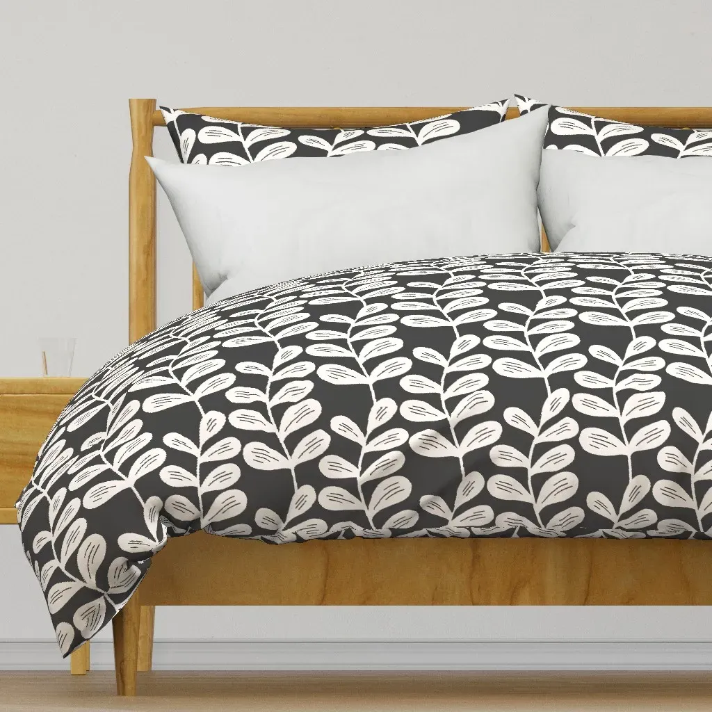 Rustic Fern Block Print Duvet Cover - Off-White product
