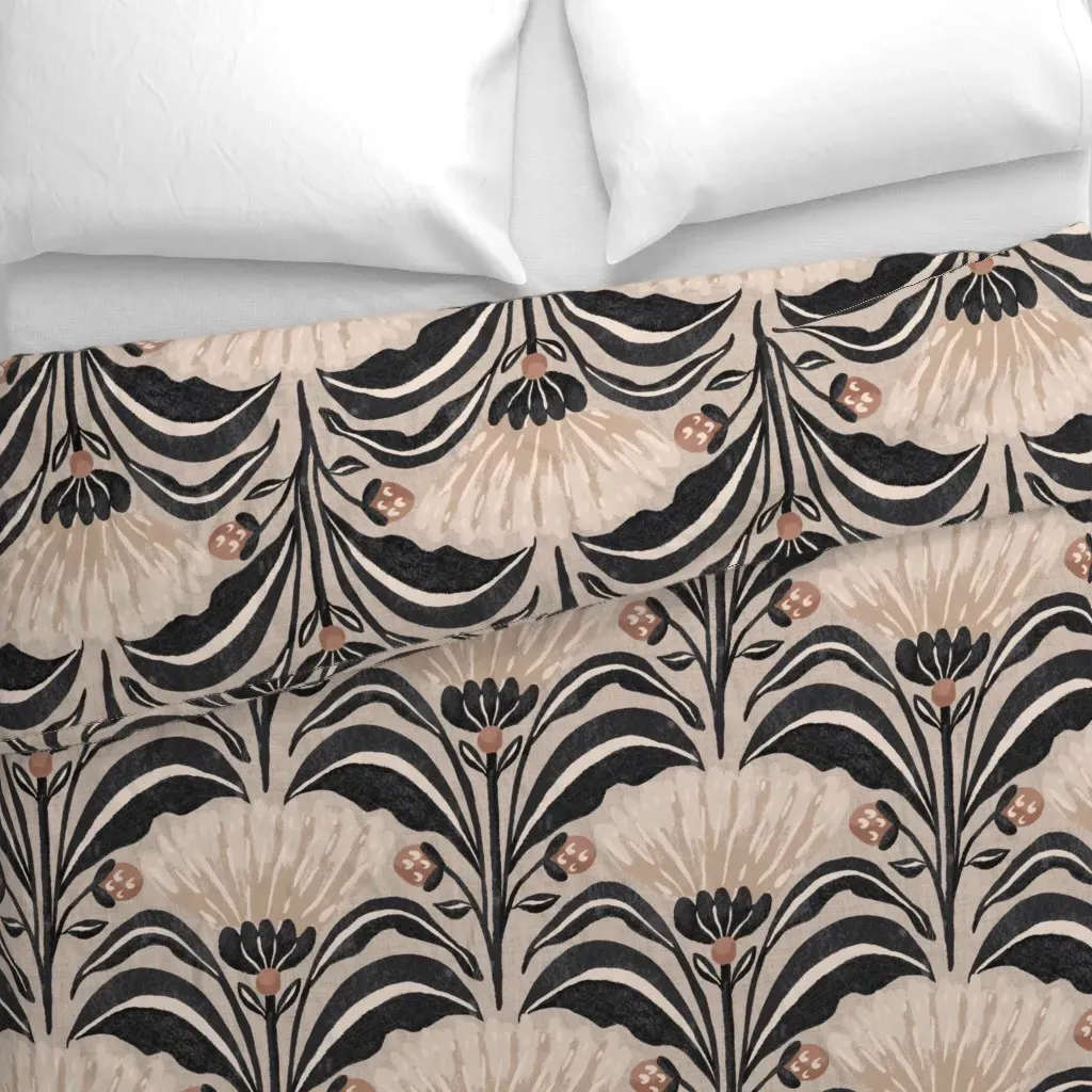 Rustic Floral Duvet Cover - Black alternate view