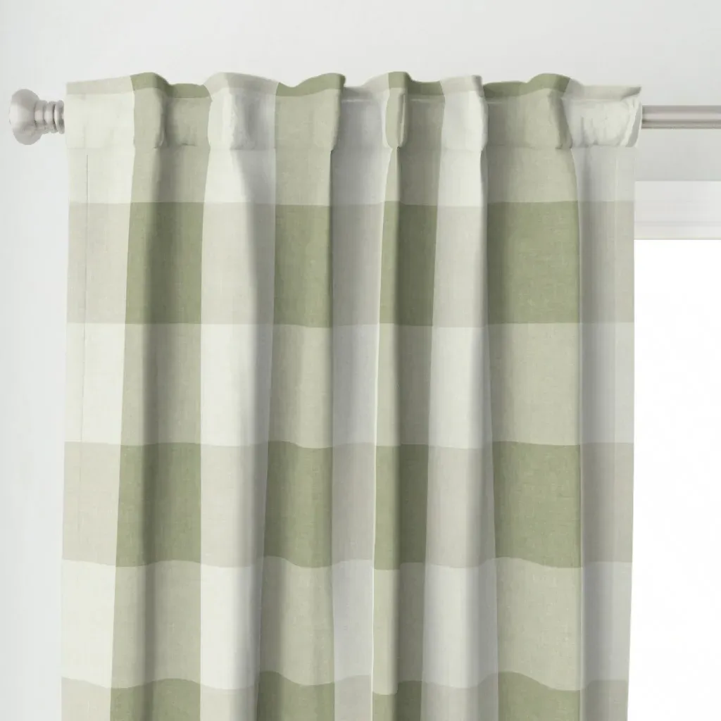 Rustic Gingham Oversized Curtain Panel - Sage Green alternate view