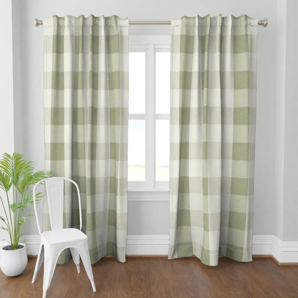 Rustic Gingham Oversized Curtain Panel - Sage Green product